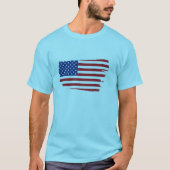 7月4日薄青ダサめアメリカ国旗Tシャツ Tシャツ (正面)