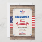 7月4日誕生日の男の子独立記念日 招待状 (正面)