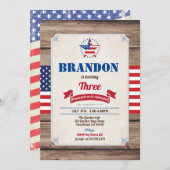 7月4日誕生日の男の子独立記念日 招待状 (正面/裏面)
