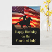 7月4日誕生日カントリーウエスタンカウボーイ カード (黄色い花)