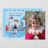 7月4日誕生日ガールパーティー写真招待状 招待状 (正面/裏面)
