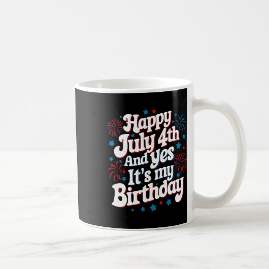 7月4日誕生日ハッピー7月4日YesIt's M コーヒーマグカップ (右)