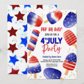 7月4日誕生日パーティーキッズプールパーティー 招待状 (正面/裏面)