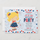 7月4日誕生日パーティ子供へー 招待状 (正面)