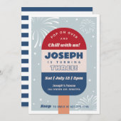 7月4日誕生日ポップシクル招待状 招待状 (正面/裏面)