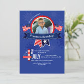 7月4日誕生日写真招待状 招待状 (スタンド正面)
