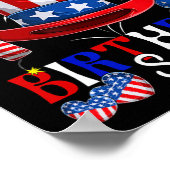 7月4日誕生日分隊アメリカ国旗の花火大会 ポスター (角)