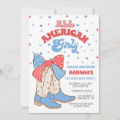 7月4日誕生日招待状オールアメリカン・ガール 招待状 (正面)