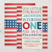 7月4日誕生日招待状 独立記念日 招待状 (正面/裏面)