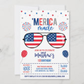 7月4日誕生日招待状、編集可能'メリカ 招待状 (正面)