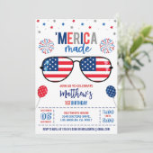 7月4日誕生日招待状、編集可能'メリカ 招待状 (スタンド正面)