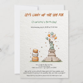 7月4日誕生日招待状- Cute Liberty 招待状