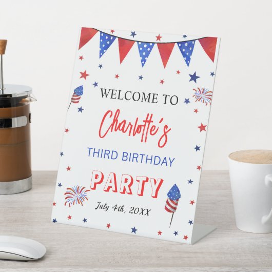 7月4日誕生日歓迎ペデスタルサイン 台座サイン (インサイチュ)