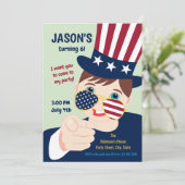 7月4日誕生日男の子のパーティー 招待状 (スタンド正面)