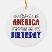 7月4日誕生日 おもしろい セラミックオーナメント (正面)