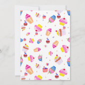 7月4日誕生日 ピンクのカップケーキにアメリカ国旗  招待状 (裏面)