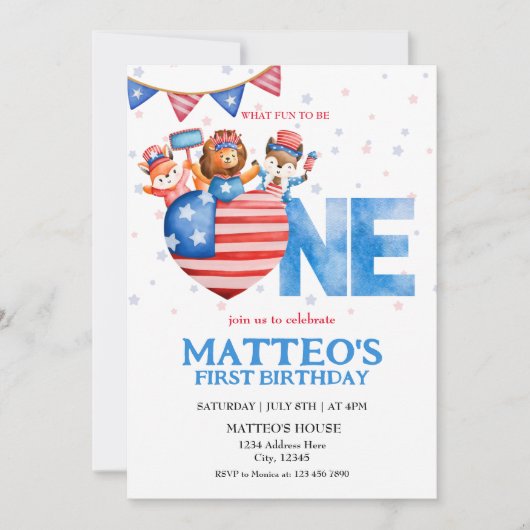 7月4日誕生日 招待状 (正面)