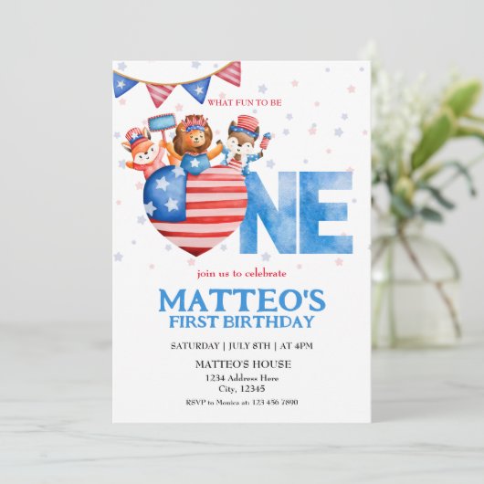 7月4日誕生日 招待状 (スタンド正面)