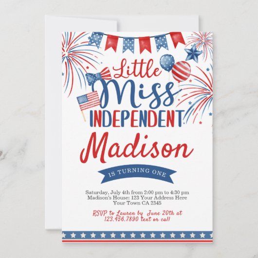 7月4日誕生日 招待状 (正面)