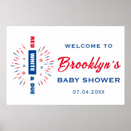 7月4日赤と赤の白と赤のシャワー歓迎 ポスター