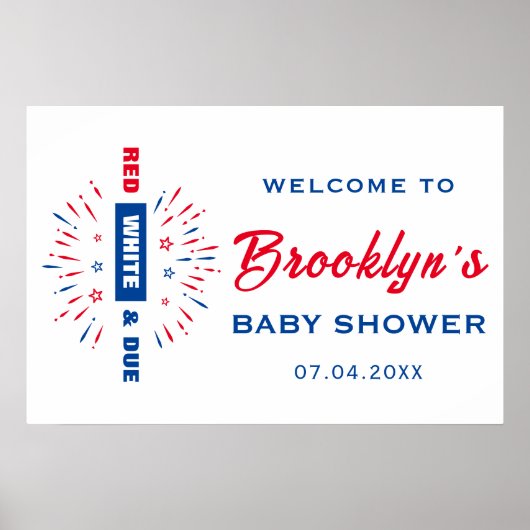 7月4日赤と赤の白と赤のシャワー歓迎 ポスター (正面)