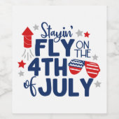 7月4日赤白青お祝いアメリカ ワインラベル (シングルラベル)