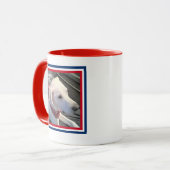 7月4日赤白青かわいい犬がスカーフを巻く マグカップ (正面左)