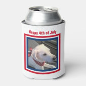 7月4日赤白青かわいい犬がスカーフを巻く 缶クーラー (缶正面)