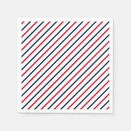7月4日赤白青ストライプ愛国心 スタンダードカクテルナプキン