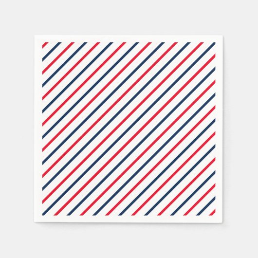 7月4日赤白青ストライプ愛国心 スタンダードカクテルナプキン (正面)