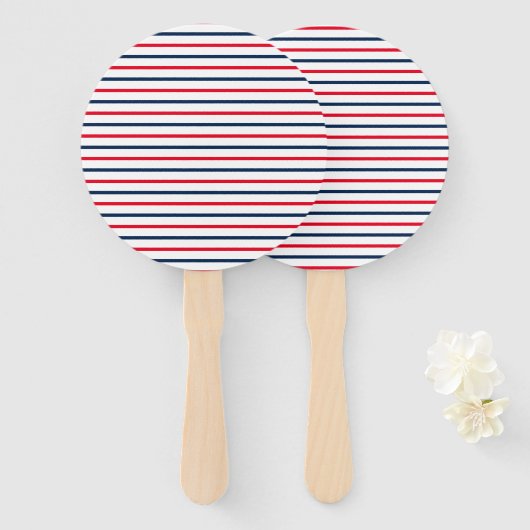 7月4日赤白青ストライプ愛国心 ハンドファン (正面&裏面)