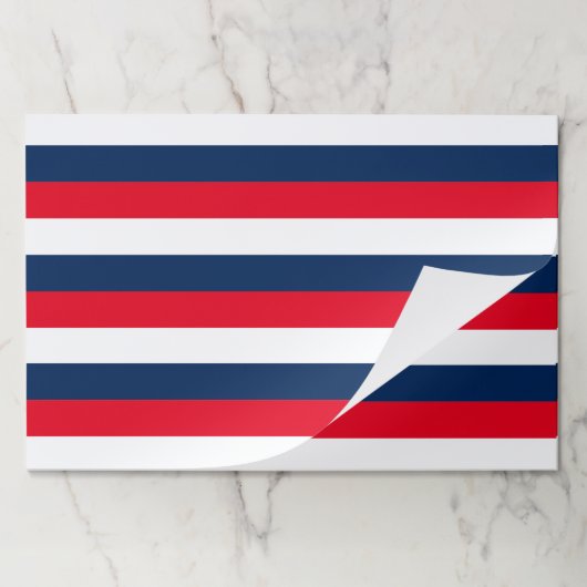 7月4日赤白青ストライプ紙ランチョンマット ペーパーパッド (折り畳み)