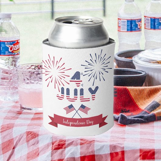 7月4日赤白青タイポグラフィ カスタム 缶クーラー