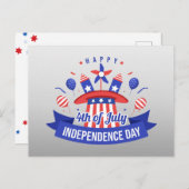 7月4日赤白青ハッピー独立記念日 シーズンポストカード (正面/裏面)