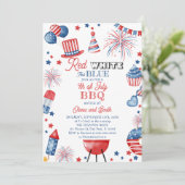 7月4日赤白青バーベキュー招待状 招待状 (スタンド正面)