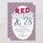 7月4日赤白青ピクニックBBQバースデーパーティー 招待状 (正面/裏面)