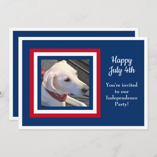 7月4日赤白青フォト招待状 シーズンカード (正面/裏面)