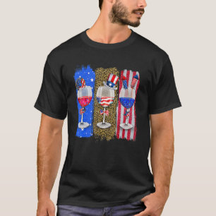 7月4日赤白青ワインドリンクUsa国旗のパット Tシャツ