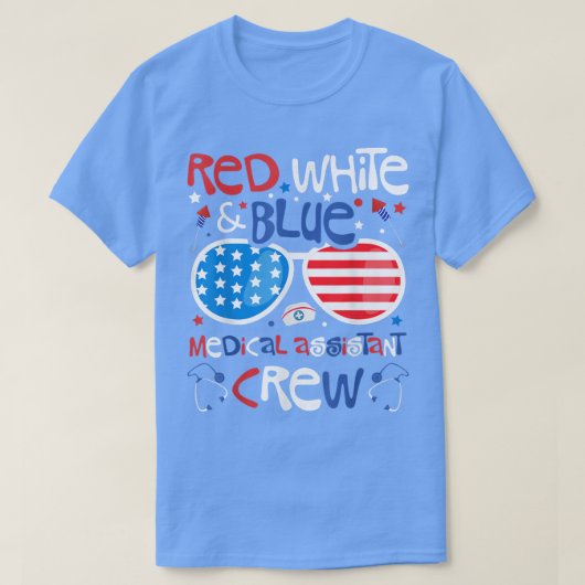 7月4日赤白青医療助手 Tシャツ (デザイン正面)