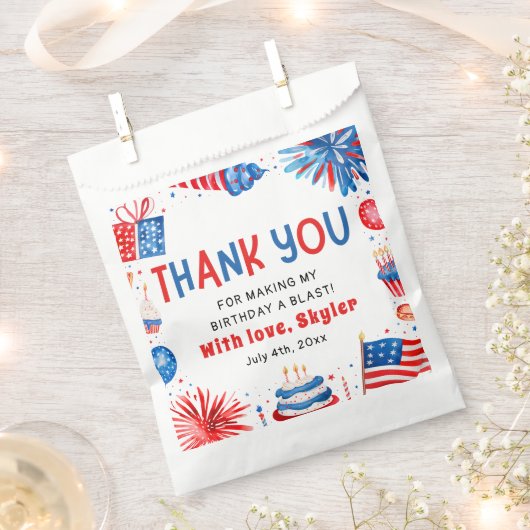 7月4日赤白青夏季誕生会 フェイバーバッグ (クリップ留めされた状態)