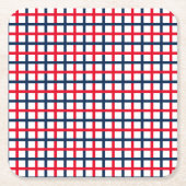 7月4日赤白青愛国二乗グリッド スクエアペーパーコースター (正面)