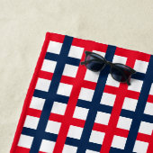 7月4日赤白青愛国二乗グリッド ビーチタオル (インサイチュ)