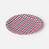 7月4日赤白青愛国二乗グリッド ペーパープレート (アングル)