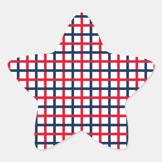 7月4日赤白青愛国二乗グリッド 星シール (正面)