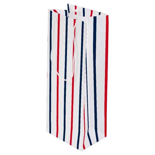 7月4日赤白青愛国心ストライプ派 ワインギフトバッグ (正面アングル)