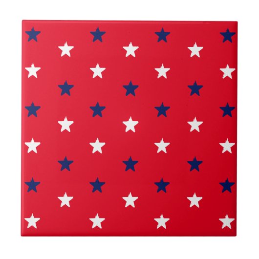 7月4日赤白青愛国星模様 タイル (正面)