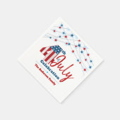 7月4日赤白青愛国的な米国の国旗の星 スタンダードカクテルナプキン (角)