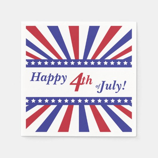7月4日赤白青星とストライプ スタンダードカクテルナプキン (正面)