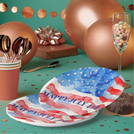 7月4日赤白青星 ペーパープレート (複数)