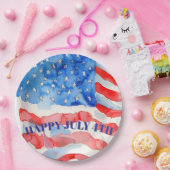 7月4日赤白青星 ペーパープレート (パーティー)